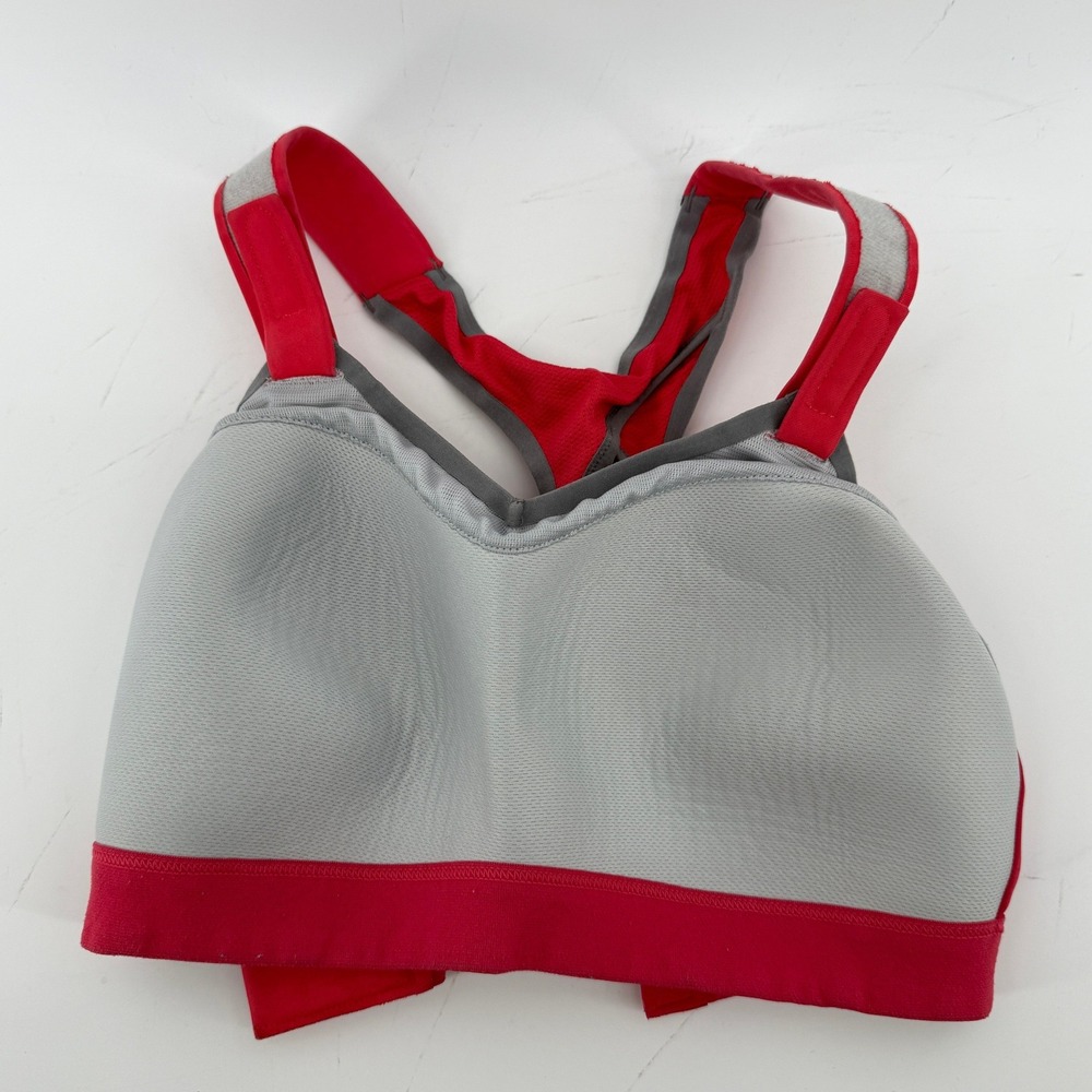 Brooks Moving Comfort Juno Racerback Sports Bra Red 32DD Hook Loop Straps 350025 - Picture 3 of 10